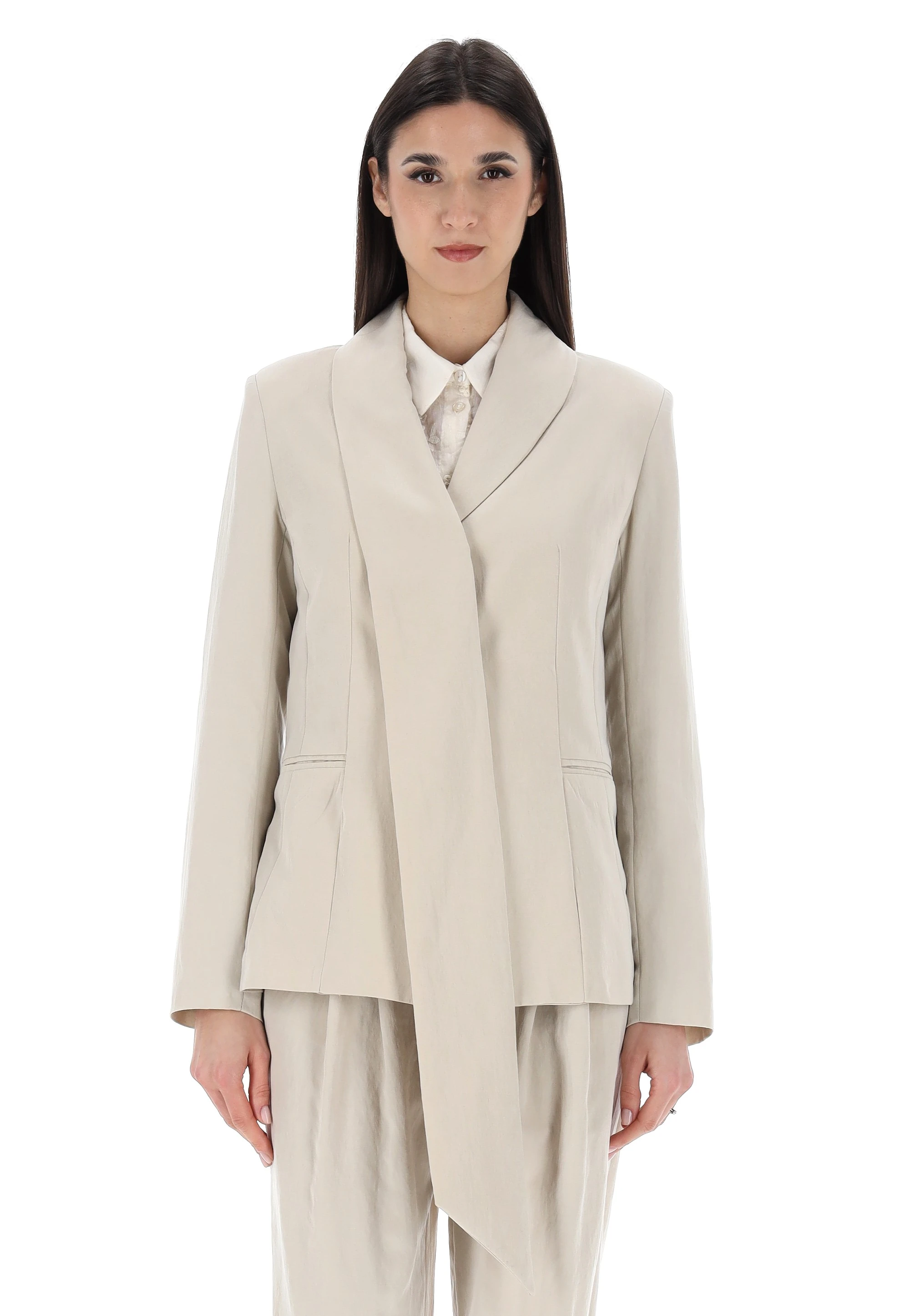 Blazer in lyocell con reverse lungo èks donna